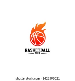 Basketball Fire Logo Design Vector