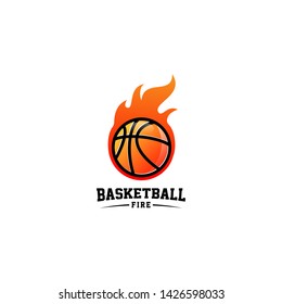 Basketball Fire Logo Design Vector