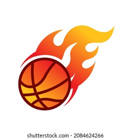 Basketball with Fire logo vector Comet Fiery Tail Illustration icon clipart 