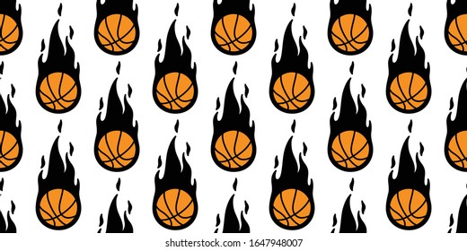 basketball fire seamless pattern vector ball sport cartoon scarf isolated repeat wallpaper tile background illustration doodle design