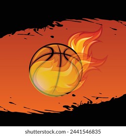 BASKETBALL IN FIRE vector illustration