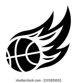 Basketball-FeuerVektorgrafik, abstraktes Muster auf weißem Hintergrund, Tätowierungststamm, Vektordesign, einfaches Logo auf weißem Hintergrund