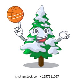 With basketball firs with snow of beautiful cartoon