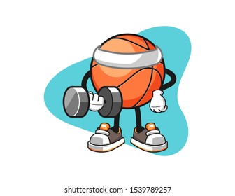 Basketball fitness hold dumbbell cartoon. Mascot Character vector.