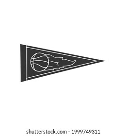 Basketball Flag Icon Silhouette Illustration. Sport Vector Graphic Pictogram Symbol Clip Art. Doodle Sketch Black Sign.