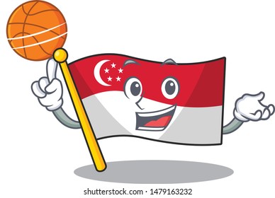 With basketball flag singapore in the mascot shape