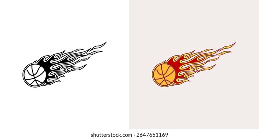 Basketball with Flame, Basketball for Cricut, Flaming Basketball, Basketball on Fire, Vector Files for Cricut