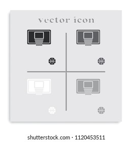 Basketball flat black and white vector icon.