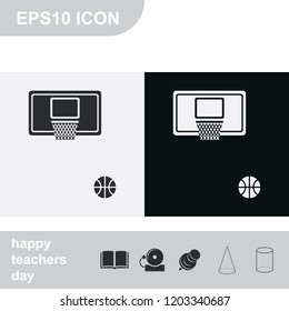 Basketball flat black and white vector icon.