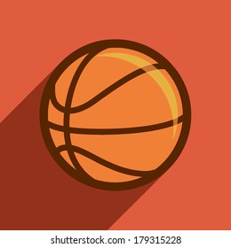 basketball flat design, sport, vector, orange, illustration.