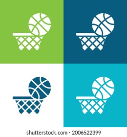 Basketball Flat four color minimal icon set