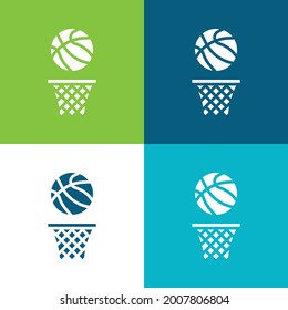 Basketball Flat Vier Farbe minimale Icon Set
