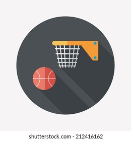Basketball flat icon with long shadow,eps10