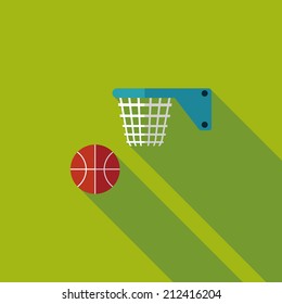 Basketball flat icon with long shadow,eps10