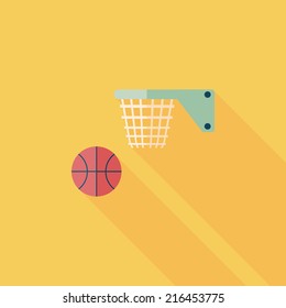 Basketball flat icon with long shadow,eps10
