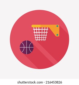 Basketball flat icon with long shadow,eps10