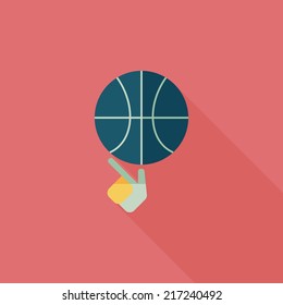 Basketball flat icon with long shadow,eps10