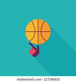 Basketball flat icon with long shadow,eps10