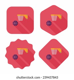 Basketball flat icon with long shadow,eps10
