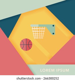 Basketball flat icon with long shadow,eps10