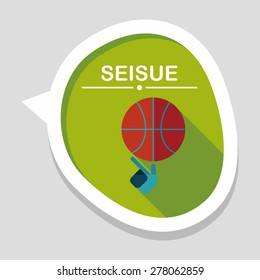 Basketball flat icon with long shadow,eps10