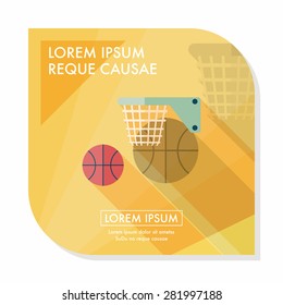 Basketball flat icon with long shadow,eps10