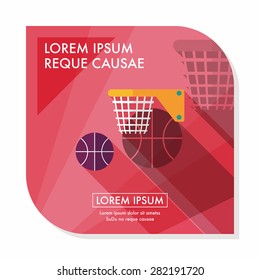 Basketball flat icon with long shadow,eps10