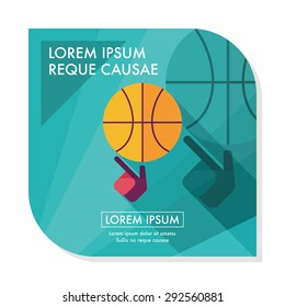 Basketball flat icon with long shadow,eps10