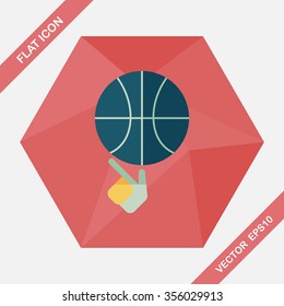 Basketball flat icon with long shadow,eps10