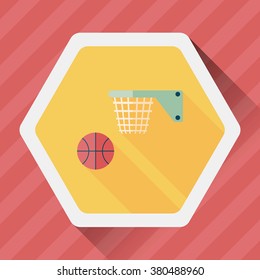Basketball flat icon with long shadow,eps10