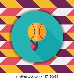 Basketball flat icon with long shadow,eps10