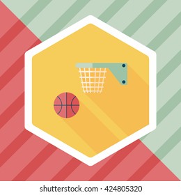 Basketball flat icon with long shadow,eps10
