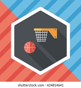 Basketball flat icon with long shadow,eps10