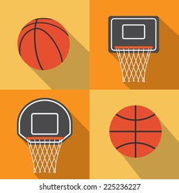 Basketball flat icon with long shadow,vector