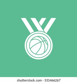 Basketball Flat Icon On Green Background