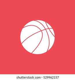 Basketball Flat Icon On Red Background