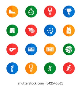 Basketball flat icons for media