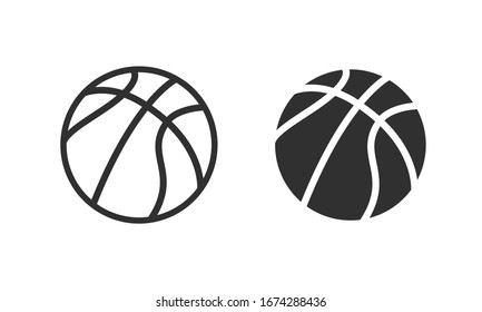 Basketball flat icons. White and black sport icons. Vector basketball balls. 