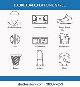 basketball flat line style in vector format eps10