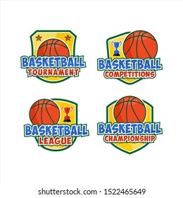 Basketball Flat Logos Illustration Vector set