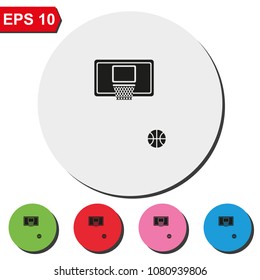 Basketball flat round colorful vector icon.