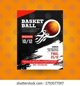 Basketball flyer with grunge style