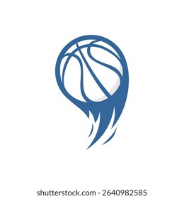 Basketball flying sport on white background 