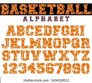 Basketball font vector. Sport font alphabet letters and numbers. Basketball design for t shirt. svg