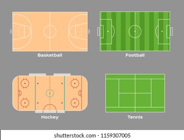 basketball football hockey and tennis court vector / sport / top view