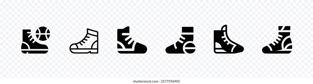 basketball footwear line icon, Shoes sneakers basketball, Basketball Related shoe Line Icons.