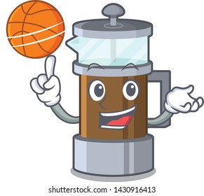 With basketball french press isolated with the character
