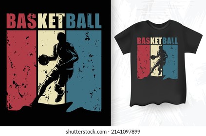 Basketball Funny Kids Basketball Player Retro Vintage Basketball T-shirt Design