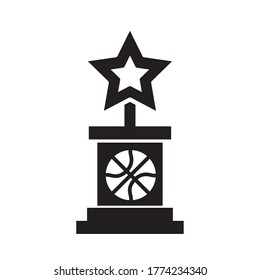 basketball game, award trophy star equipment recreation sport silhouette style icon vector illustration