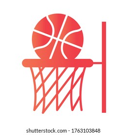 basketball game, ball in hoop recreation sport gradient style icon vector illustration